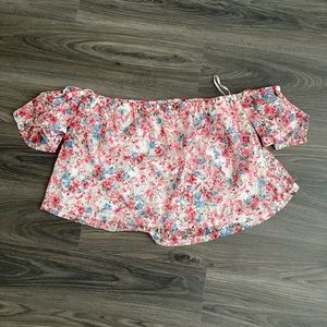 Forever 21 Floral Mesh Off The Shoulder Top